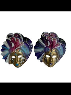 La Maschera del Galeone Venetian Masks (2) hand painted in Venezia Italy NEW